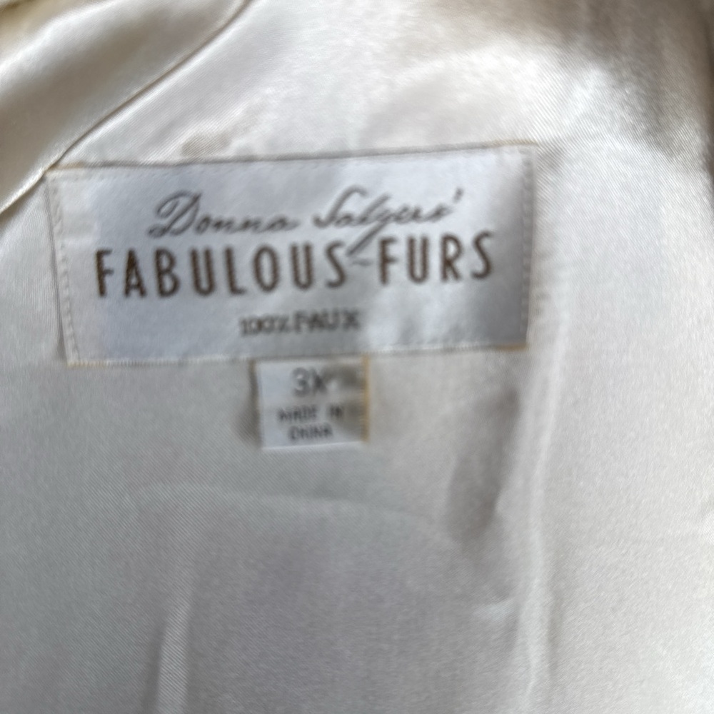 Donna Salyers Fabulous-Furs Ivory Faux Fur Coat Women’s 3X Plush Winter Jacket - Picture 13 of 13